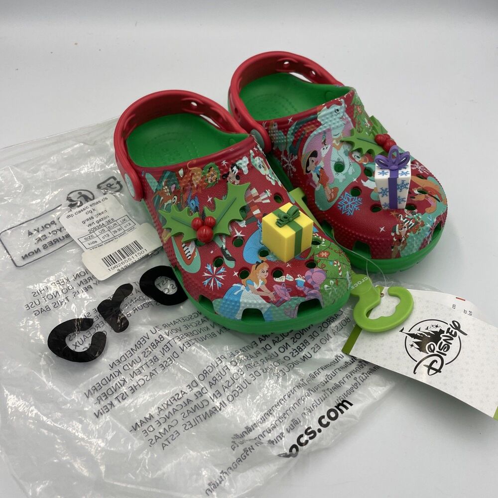 Crocs Disney Kids Size 12 Mickey Mouse Friends Festival Holiday Clogs Snowflake